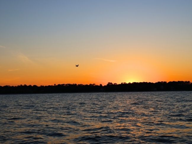 olden hour sunset sky over the water in Hilton Head