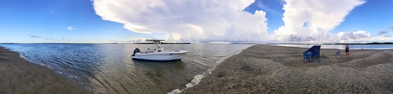 Vanishing Island sandbar stretching across Calibogue Sound near Hilton Head